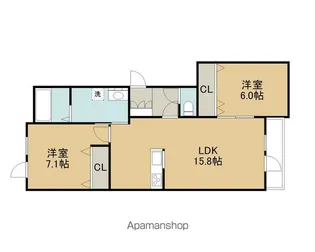 ハミングロードⅡ【202号室】の間取り
