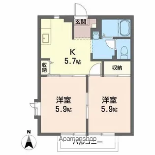 ローアン・アボードB【1階】の間取り