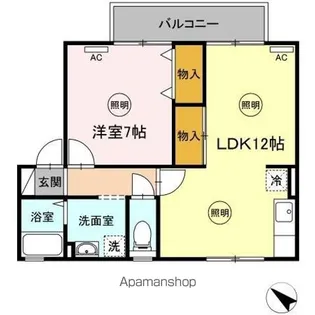 セジュールK B棟【203号室】の間取り