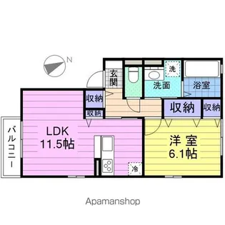 ロイヤルビレッジD・E【D202号室】の間取り
