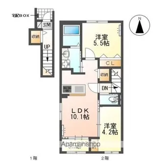 仮)犬山市裏之門アパート【2階】の間取り