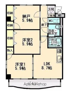 パステル大井手【3階】の間取り