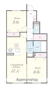 シャルマン青葉B棟【1階】の間取り