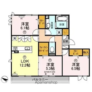 ロイジェントパークス レイクタウン Ⅱ J【3階】の間取り
