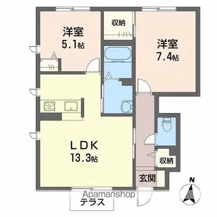 ハイツ熊見Ⅴ A棟【101号室】の間取り