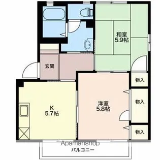シェル上池田【B101号室】の間取り