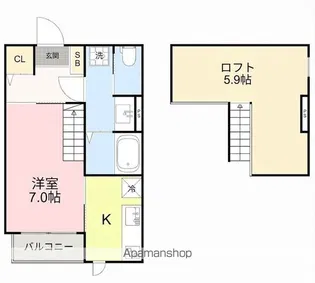 GOLAI薬師堂【2階】の間取り