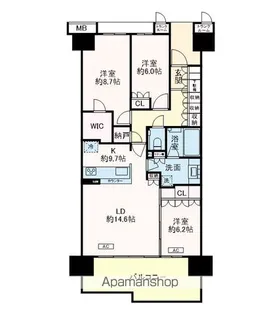 プラウド新浦安パームコートE棟【3階】の間取り