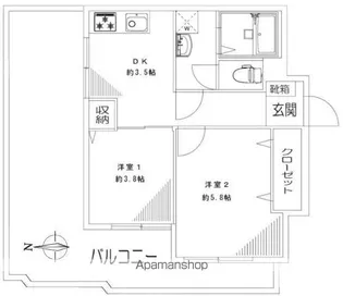 田園キャッスル立川【306号室】の間取り