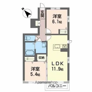 グリーンセント久留米【1階】の間取り