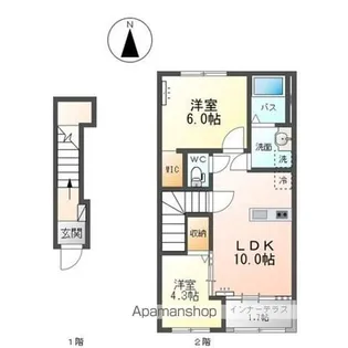 保原町アパート【2階】の間取り