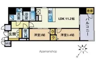 JP NOIE 天神南【10階】の間取り