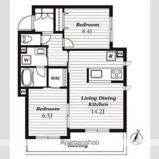 2LDKの間取り画像