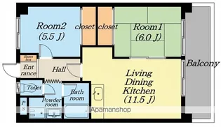 サンティーユASAHI【302号室】の間取り