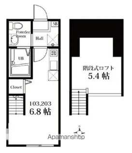 ハーミットクラブハウス三ツ沢Ⅱ【2階】の間取り