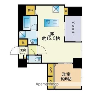 ロイヤルパークス大名【19階】の間取り