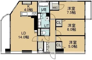 シャトームリライ千代台【601号室】の間取り