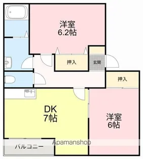 ウインディア荒巻【1階】の間取り