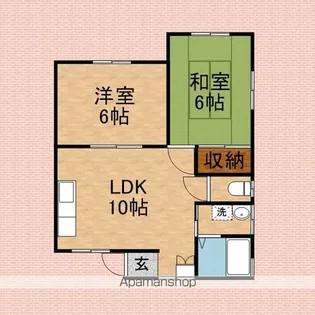 鶴ヶ舞コーポ【1階】の間取り