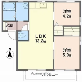 ディアス花北 A【202号室】の間取り