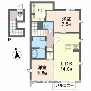 メゾン手形【201号室】の間取り