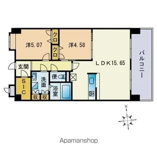 LASANTE大橋リバーサイドテラス【309号室】の間取り