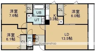 オーエスヒルズ湯川【301号室】の間取り