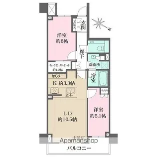 ザ・パークハウス諏訪山【2階】の間取り