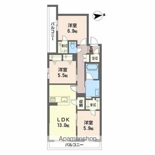 シャーメゾン渋川Ⅲ【2階】の間取り