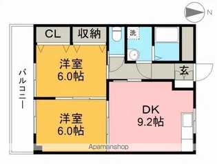 ハイツハピィバリーⅡ E棟【2階】の間取り