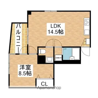 パールナッツ【6C号室】の間取り