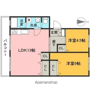 西武狭山グリーンヒル2号棟【2階】の間取り