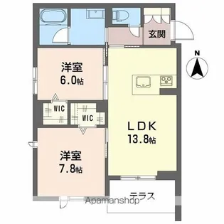 シャーメゾン 二口 パナⅩⅠ【1階】の間取り