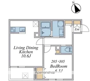 ウィンドテラス千葉寺【3階】の間取り