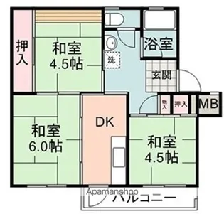 松富団地5号棟【303号室】の間取り