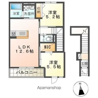 (仮称)神栖市大野原アパート【206号室】の間取り