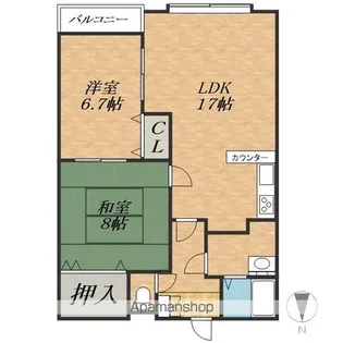 北海道河東郡音更町宝来西町南1丁目【マンション】の間取り