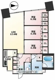 M.M.TOWERS FORESIS R【A1702号室】の間取り