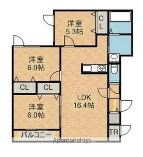 サイト西野 当社窓口【205号室】の間取り