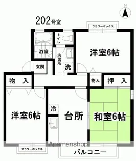 スカイコーポST B棟【B202号室】の間取り
