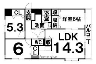 宝来中央ハイツ【1-C号室】の間取り