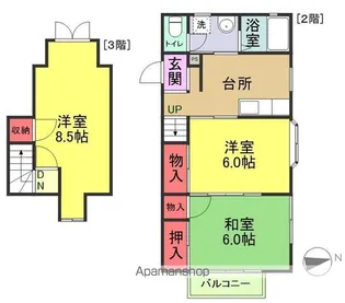 アーバンヒルズ中郷【A201号室】の間取り