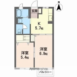 レジデンス七ツ沢C【2階】の間取り