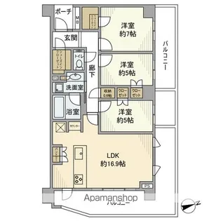 東京都世田谷区代田3丁目【マンション】の間取り