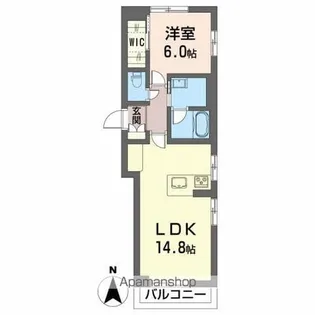 ベレオ赤木 HL【203号室】の間取り