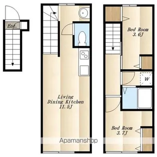 ソルナクレイシア三鷹Ⅱ【2階】の間取り