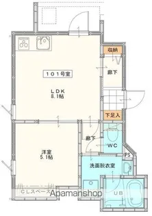 LA KASA 野中町【1階】の間取り