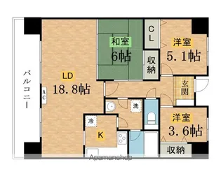 ライオンズプラザ西八王子【6階】の間取り