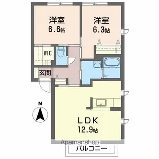 シャーメゾン藤B【2階】の間取り