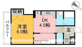 1DKの間取り画像